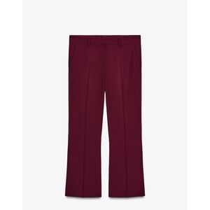 NWT Zara burgandy ZW Collection Mini Flare Pants Slacks Maroon M